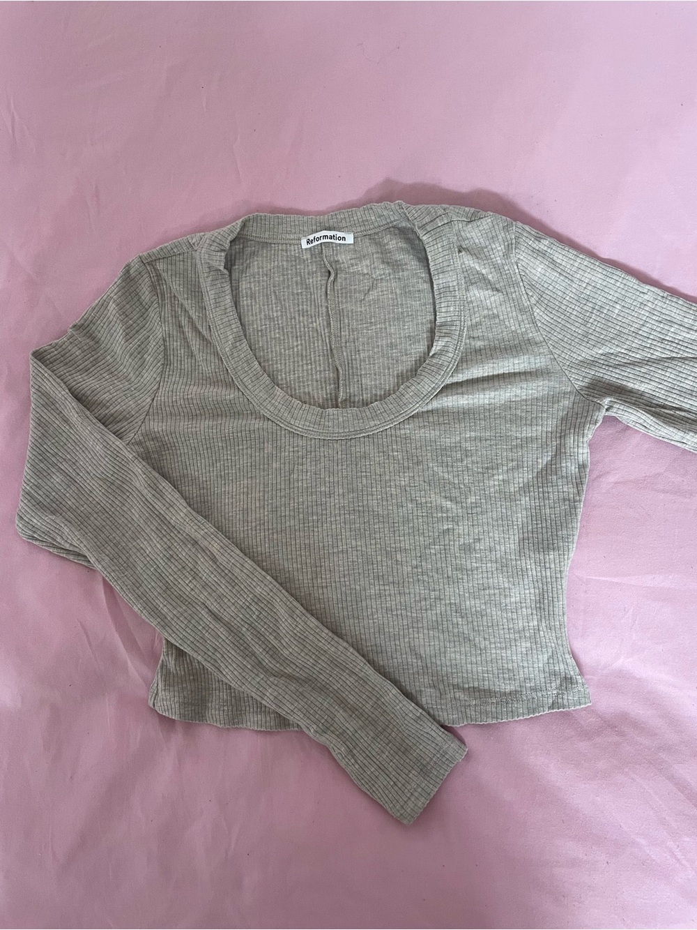 Two Reformation long sleeve ribbed tanks grey & black